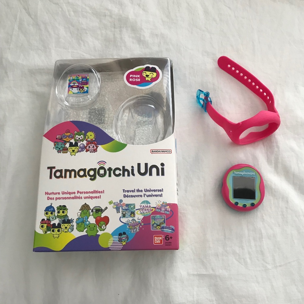 Tamagotchi Uni Pink Green Blue With Watch Wrist Band Screen Protector